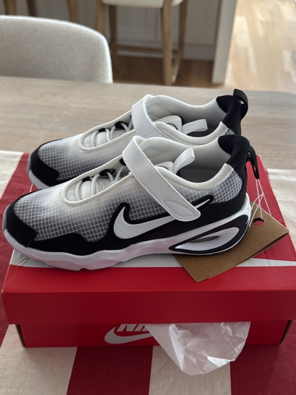 Nike Kids Black and White Velcro Athletic Sneakers